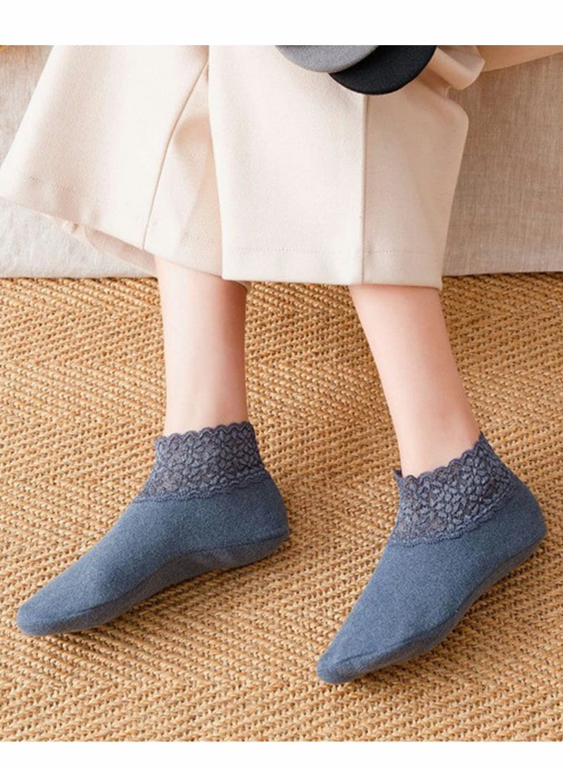 Lace Thermal Cotton Ankle Socks, 5 Pairs Comfortable No Show Design for Everyday Wear - Image 4