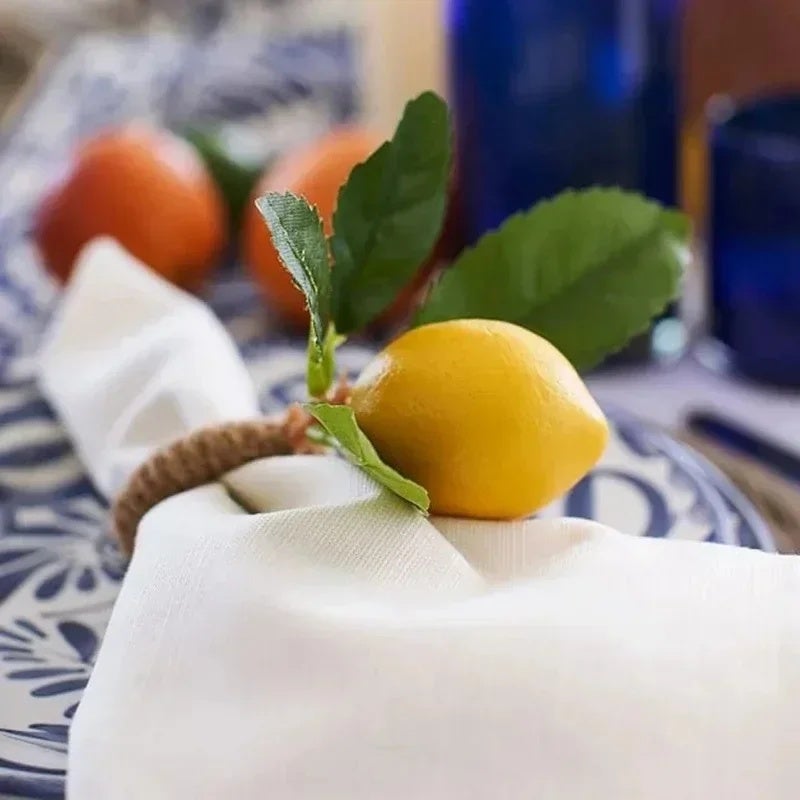 6PCS Simulation Lemon Plant Napkin Ring Fruit Meal Buckle Hotel Model Room Napkin Ring Napkin Buckle Party Supplies - Image 5