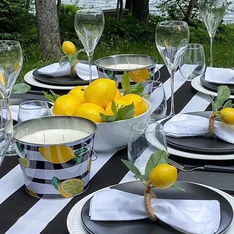 6PCS Simulation Lemon Plant Napkin Ring Fruit Meal Buckle Hotel Model Room Napkin Ring Napkin Buckle Party Supplies - Image 3