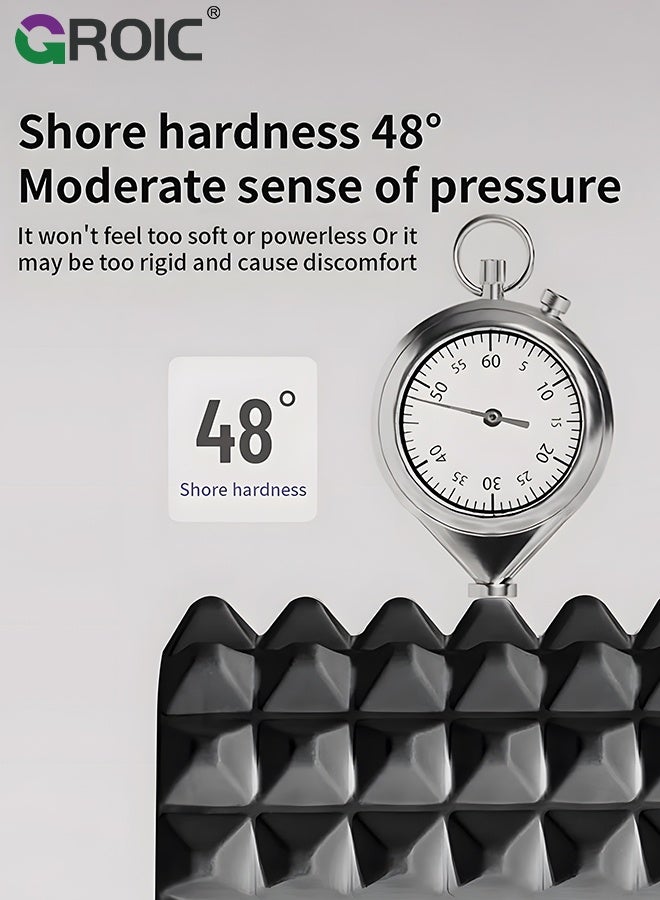 GROIC أسطوانة يوجا مع حامل، أسطوانة فوم متوسطة الكثافة، أسطوانة يوجا طويلة لفوائد العلاج الطبيعي، وعمق الأنسجة العضلية، والبيلاتس، وآلام الظهر واستعادة العضلات (أسود) - Image 2