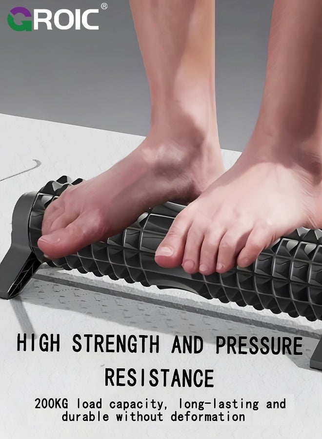 GROIC أسطوانة يوجا مع حامل، أسطوانة فوم متوسطة الكثافة، أسطوانة يوجا طويلة لفوائد العلاج الطبيعي، وعمق الأنسجة العضلية، والبيلاتس، وآلام الظهر واستعادة العضلات (أسود) - Image 3