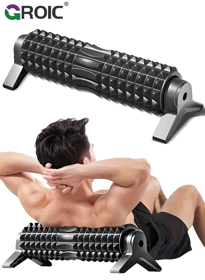 GROIC أسطوانة يوجا مع حامل، أسطوانة فوم متوسطة الكثافة، أسطوانة يوجا طويلة لفوائد العلاج الطبيعي، وعمق الأنسجة العضلية، والبيلاتس، وآلام الظهر واستعادة العضلات (أسود) - Image 1