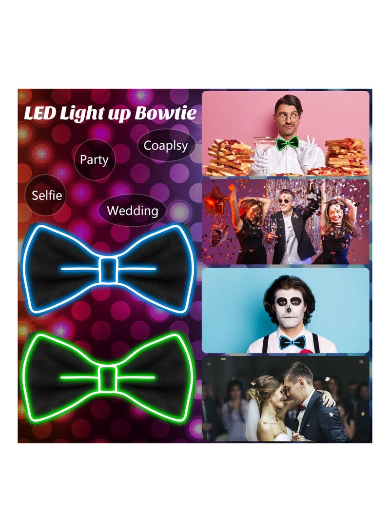 Glow in the Dark LED Bow Tie Set - 2 Pcs Neon Bowties for Men, Kids, and Girls - Fun Party Accessories for Costumes and Events - Light Up Your Celebration! - Image 5