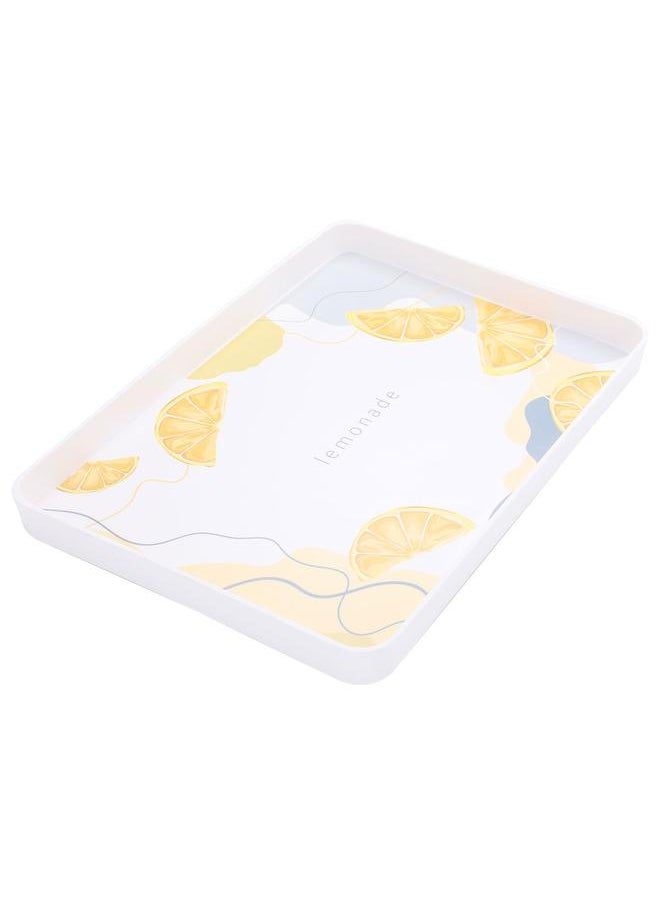 Alsaif Plastic Serving Tray 39X27X3 Cm Rectangle Lemon Pattern Large White  - Image 2
