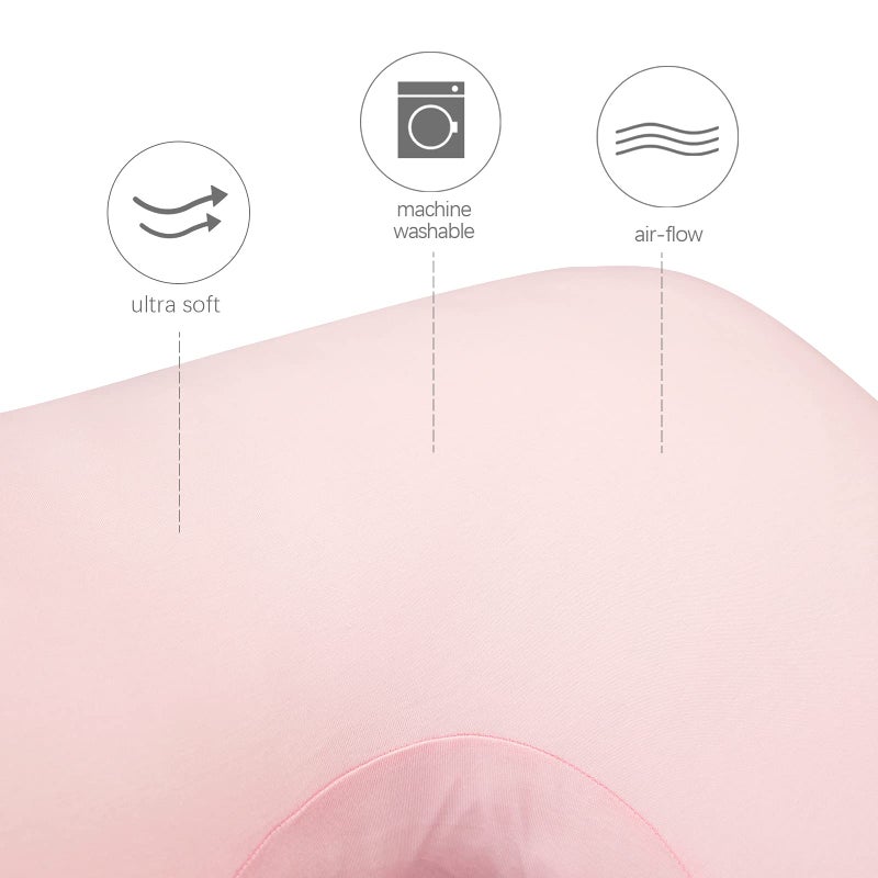 Biloban Pregnancy Pillow Cover U-Shaped 100% Cotton (ONLY Pillowcase), Super Soft Replacement Cover for Maternity Pillow, Full Body Pregnancy Pillow Case, Universal Fit, Pink - Image 4