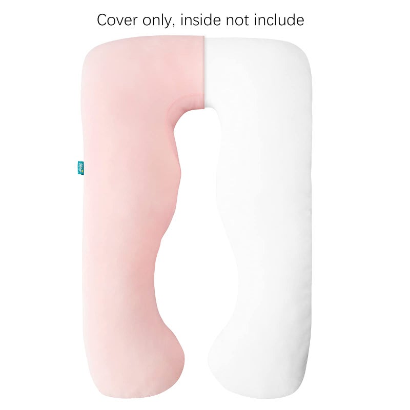 Biloban Pregnancy Pillow Cover U-Shaped 100% Cotton (ONLY Pillowcase), Super Soft Replacement Cover for Maternity Pillow, Full Body Pregnancy Pillow Case, Universal Fit, Pink - Image 2