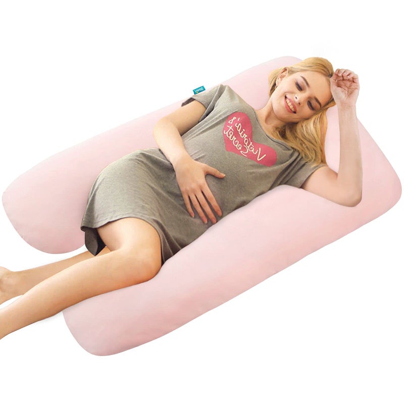 Biloban Pregnancy Pillow Cover U-Shaped 100% Cotton (ONLY Pillowcase), Super Soft Replacement Cover for Maternity Pillow, Full Body Pregnancy Pillow Case, Universal Fit, Pink - Image 5