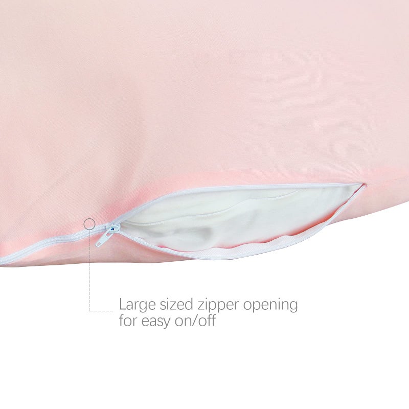Biloban Pregnancy Pillow Cover U-Shaped 100% Cotton (ONLY Pillowcase), Super Soft Replacement Cover for Maternity Pillow, Full Body Pregnancy Pillow Case, Universal Fit, Pink - Image 3