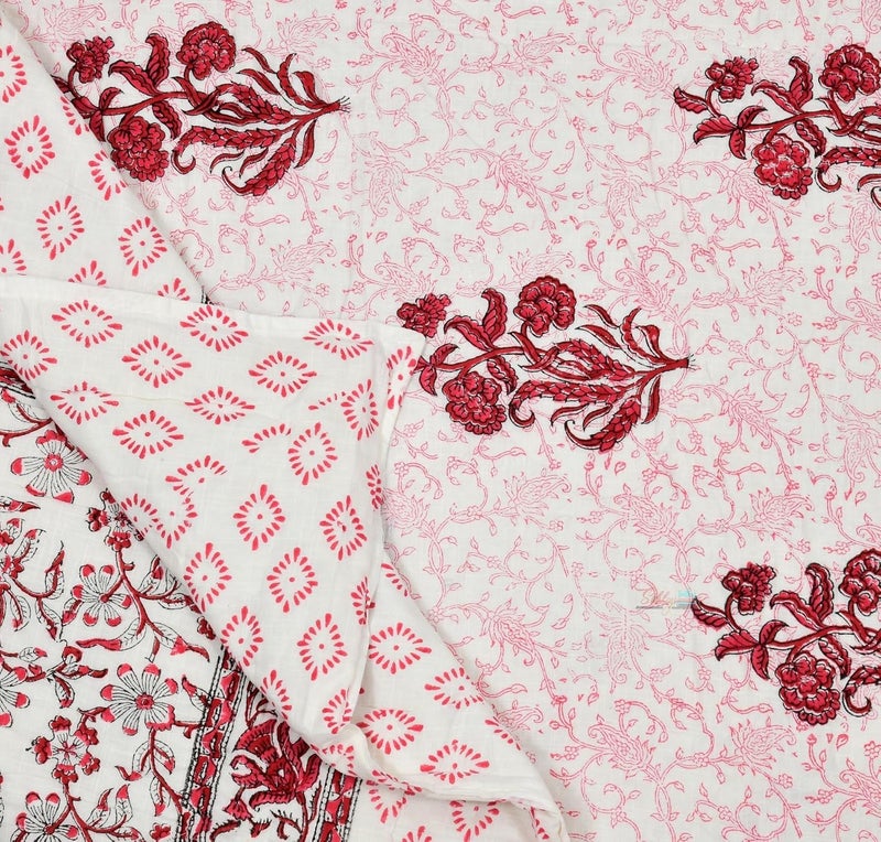 AARMOZY Hand Block Quilt Cotton Double Bed Jaipur Razai Buta Print Marron 90X108 INCHE - Image 3