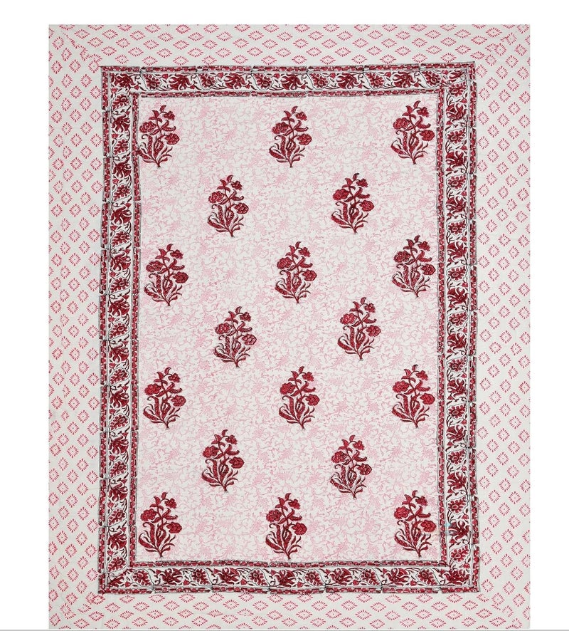 AARMOZY Hand Block Quilt Cotton Double Bed Jaipur Razai Buta Print Marron 90X108 INCHE - Image 5