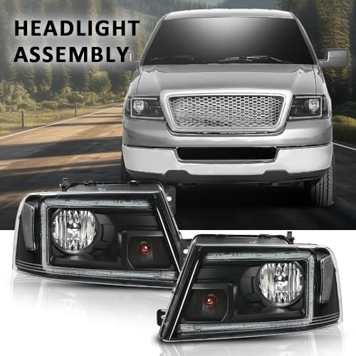 GPLUS G-PLUS Headlights Compatible with Ford F150 2004-2008,Fit Lincoln Mark LT 2006-2008 Clear Lens Black Housing Clear Reflector Bumper Headlamp - Image 5
