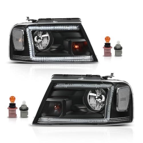 GPLUS G-PLUS Headlights Compatible with Ford F150 2004-2008,Fit Lincoln Mark LT 2006-2008 Clear Lens Black Housing Clear Reflector Bumper Headlamp - Image 1