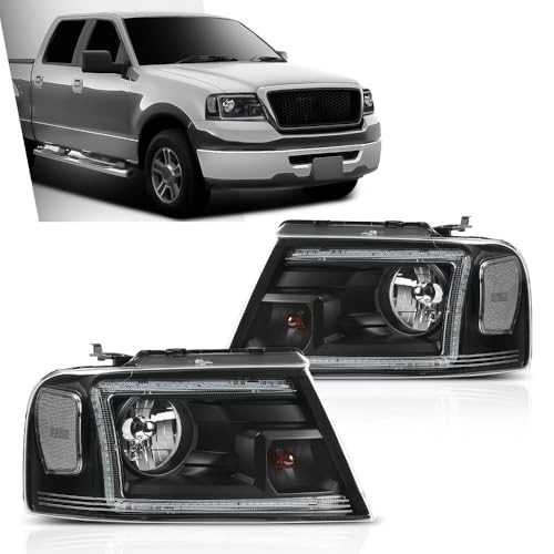 GPLUS G-PLUS Headlights Compatible with Ford F150 2004-2008,Fit Lincoln Mark LT 2006-2008 Clear Lens Black Housing Clear Reflector Bumper Headlamp - Image 2
