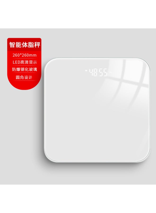 Tiansheng Rechargeable Smart Body Fat Scale with LED Display and Mint Health App Connectivity, Ivory White - Image 1