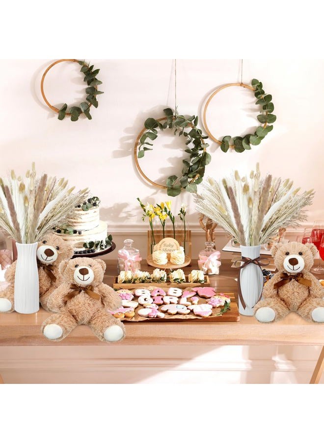 Relaxgiant 6 Sets 123 Pcs Baby Shower Table Centerpieces Dried Pampas Decor Bear Stuffed Ceramic Look Plastic Vase with Bow for Boho Wedding Bridal Shower Birthday Flowers Table Decorations - Image 5