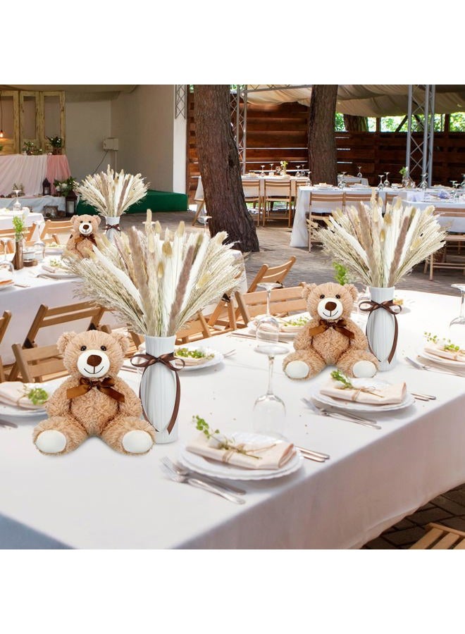Relaxgiant 6 Sets 123 Pcs Baby Shower Table Centerpieces Dried Pampas Decor Bear Stuffed Ceramic Look Plastic Vase with Bow for Boho Wedding Bridal Shower Birthday Flowers Table Decorations - Image 4