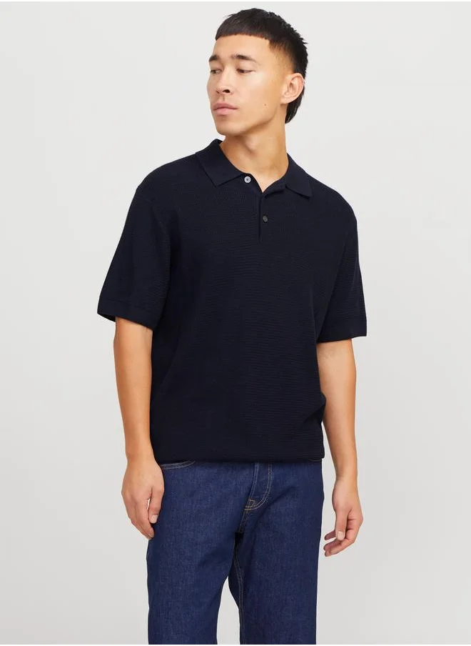 JACK & JONES Jack & Jones Textured Knit Short Sleeves Polo Shirt