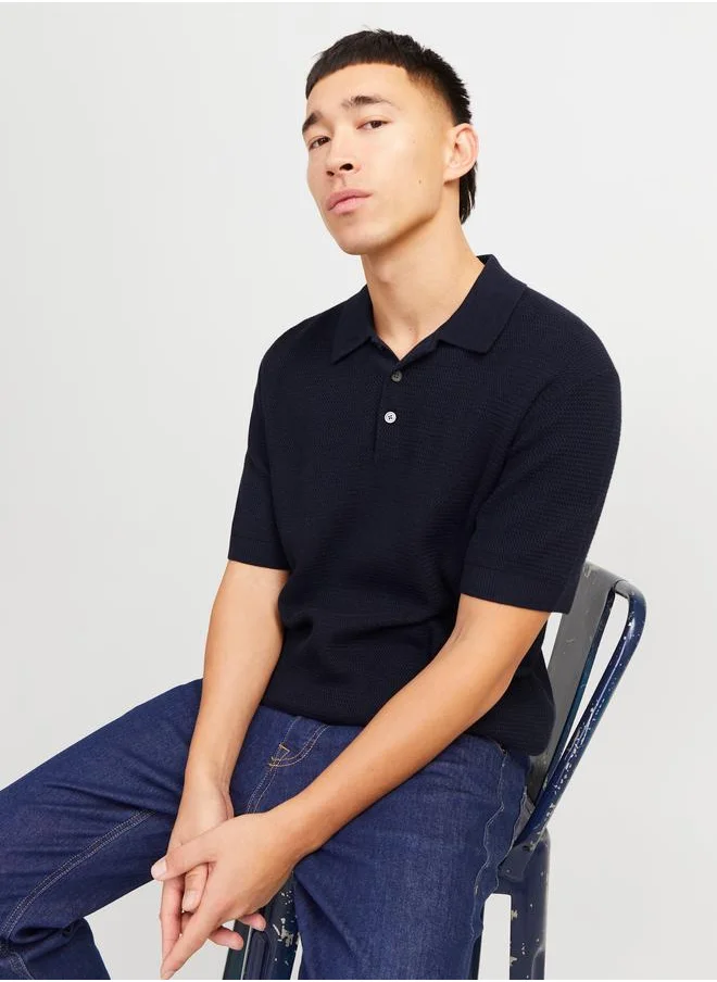 JACK & JONES Jack & Jones Textured Knit Short Sleeves Polo Shirt