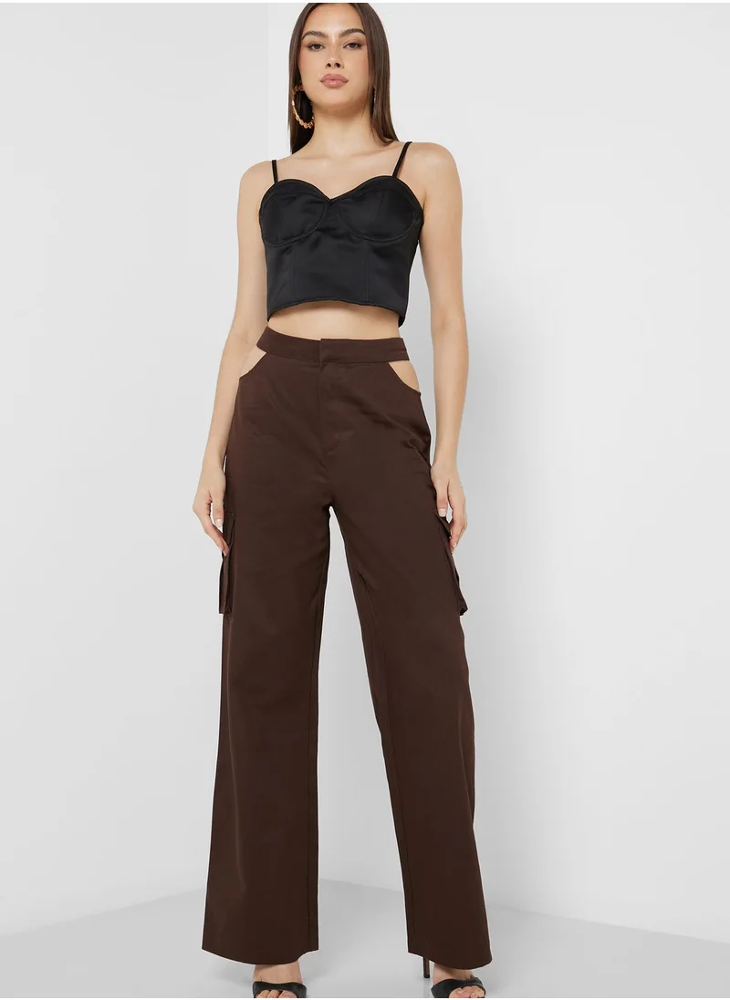PUBLIC DESIRE Wide Leg Cut Out Pants