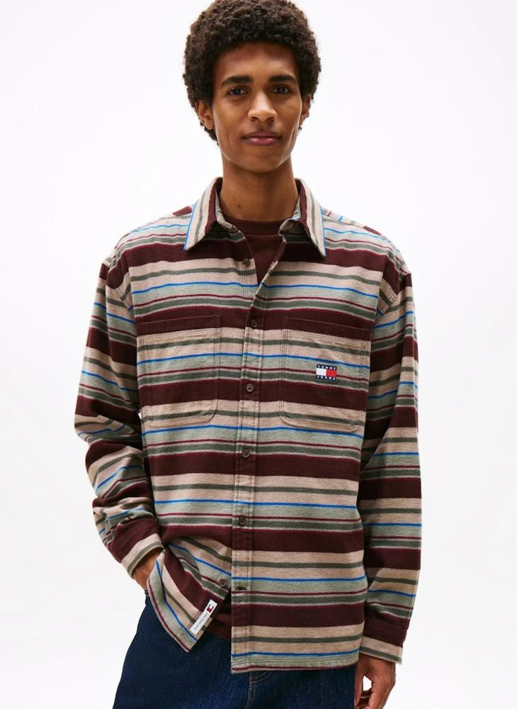 Oversized Fit Brushed Flannel Overshirt