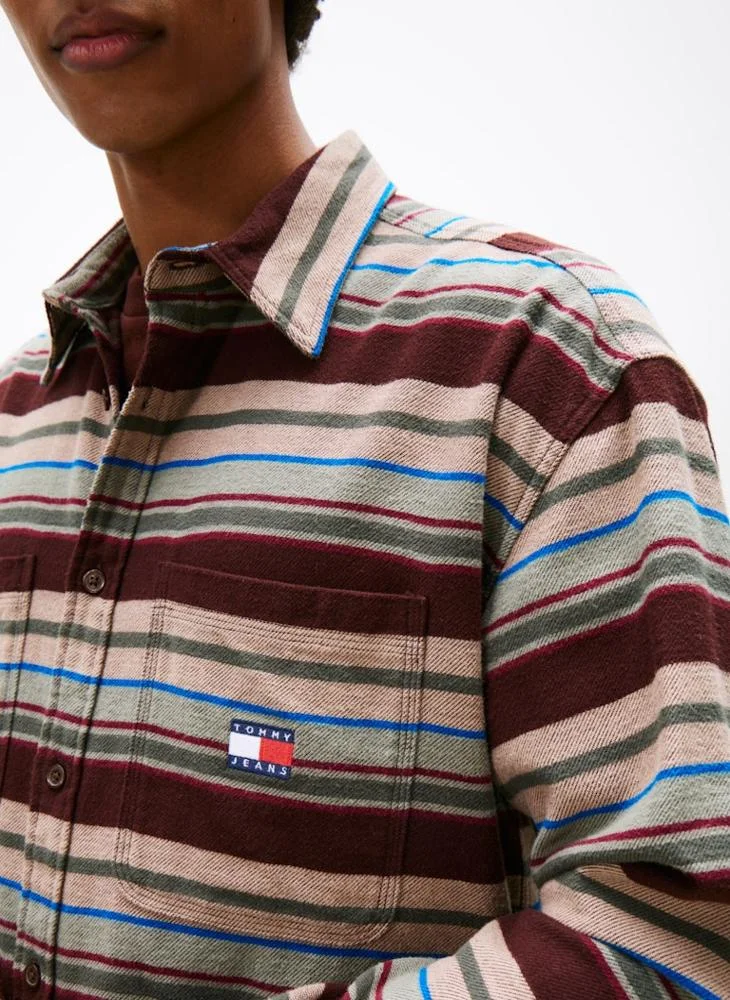 TOMMY JEANS  Oversized Fit Brushed Flannel Overshirt for Men | Best Price UAE