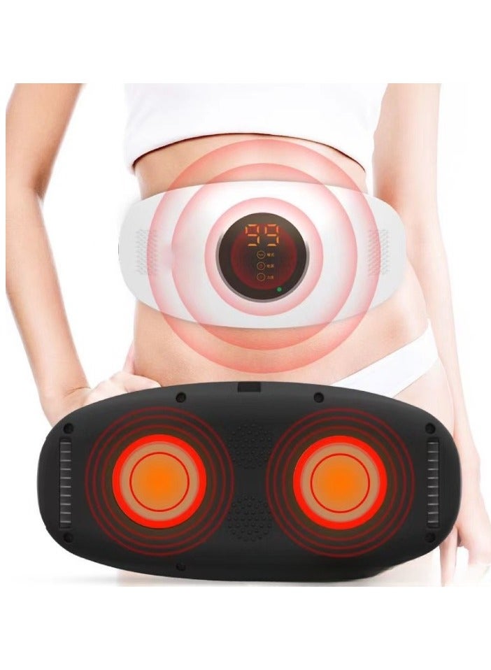 AROAQ Electric Slimming Belt, Digital Display Portable Cordless Menstrual Heating Pad, Fat Burning Vibrating Massage Belt, Abdominal Massager Machine For Women, Rechargeable model with hot compress (white)  - Image 2