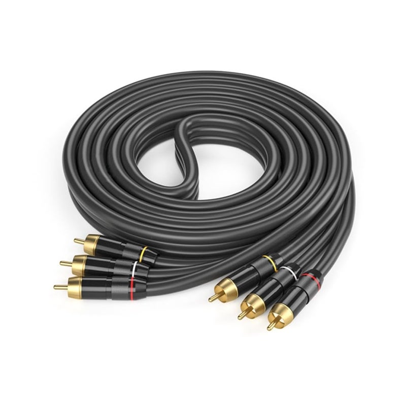 5m Black 3RCA Male to Male Audio Cable Gold Plated for Home Theater Amplifier Sound System - Image 1