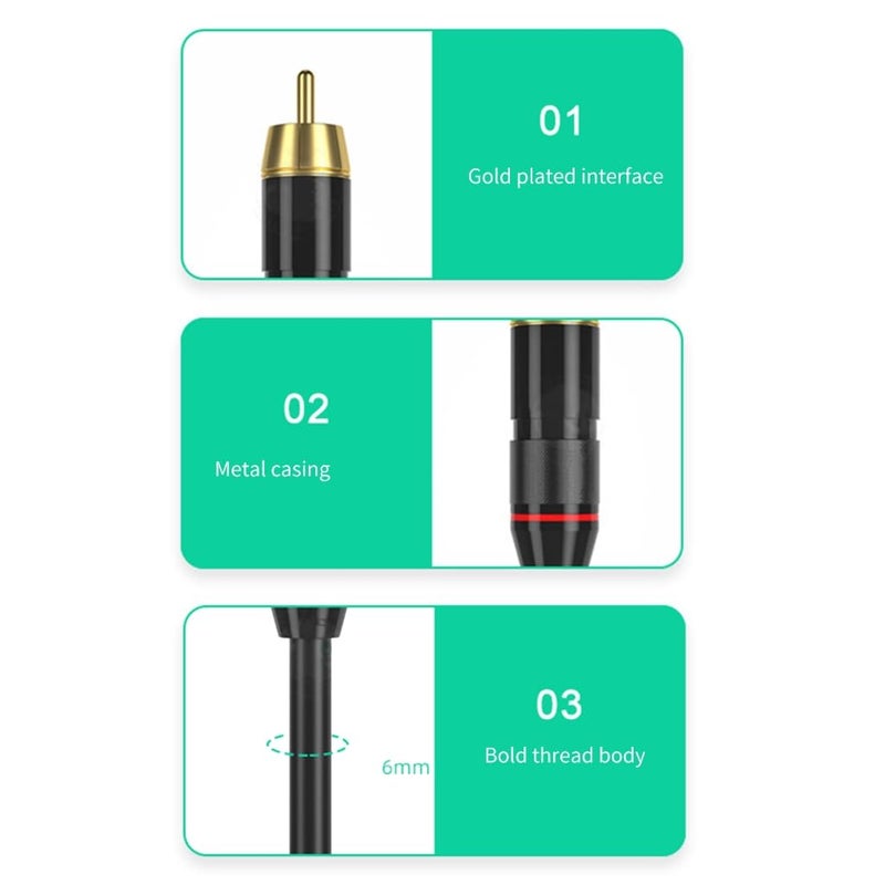 5m Black 3RCA Male to Male Audio Cable Gold Plated for Home Theater Amplifier Sound System - Image 5