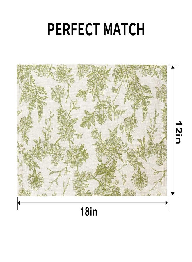 QIYI Boho Placemats Set of 4, 12x18 Inch Linen Fabric Floral Place Mats for Kitchen Dinning, Farmhouse Rustic Cloth Table Mats, Washable Placemat Party Table Décor, Green Botanical Art - Image 5