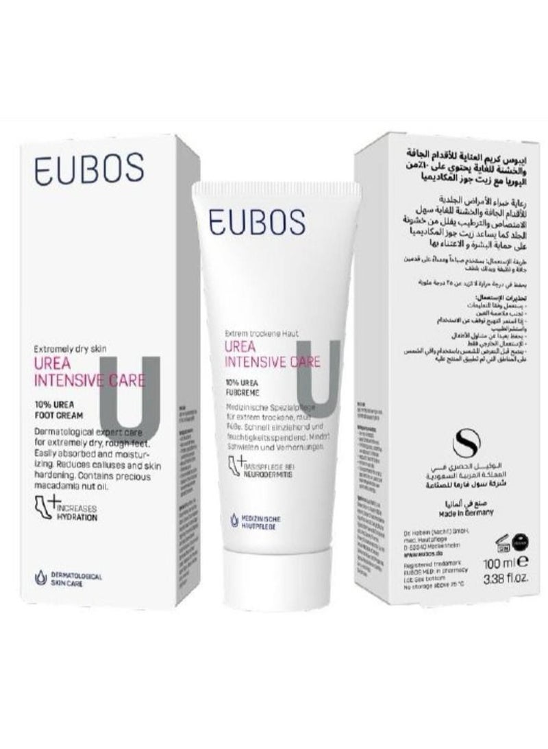 Eubos Extra Dry and Rough Feet Care Cream with 10% Urea and Macadamia Nut Oil, 100 ml - Image 1