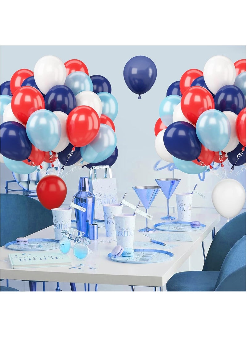 60 pcs 12 Inch Navy Blue Red White Party Balloons Pearl Red Blue Birthday Latex Balloons Navy Blue Helium Balloons for Wedding Birthday Baby Shower Party Decorations - Image 5