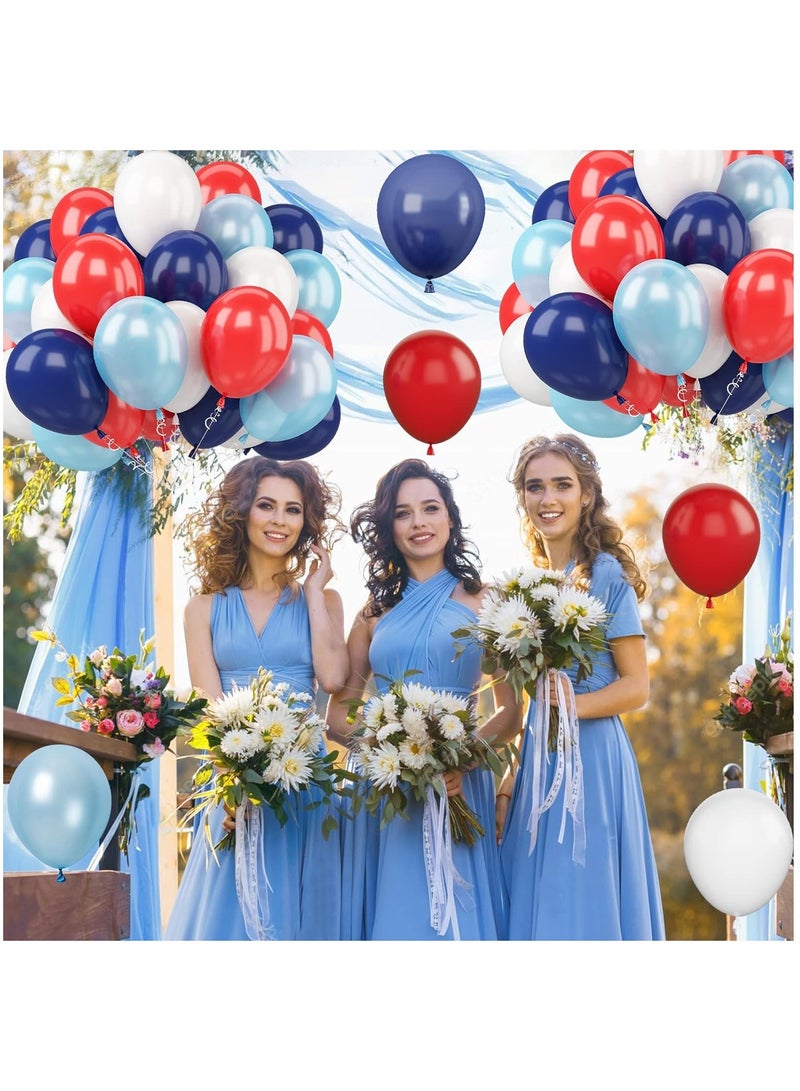 60 pcs 12 Inch Navy Blue Red White Party Balloons Pearl Red Blue Birthday Latex Balloons Navy Blue Helium Balloons for Wedding Birthday Baby Shower Party Decorations - Image 4
