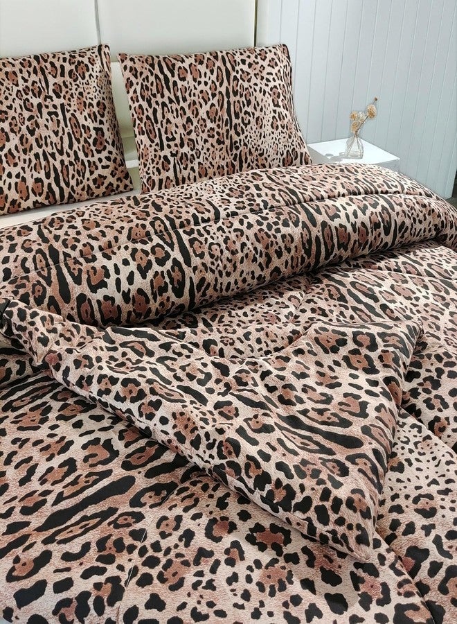 SDY طقم لحاف SDY 3 قطع نمط الفهد للملكة، طباعة ناعمة على شكل فهد للأطفال، الصغار، الفتيات، الأولاد - Image 1