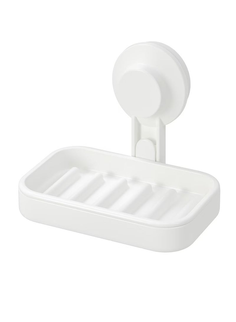 Soap dish with suction cup, white - Image 1