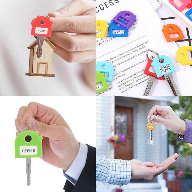Voleleo Multi-purpose fine material 16 pcs Key Color Caps Covers Tags,Durable Silicone Key Tags Identifiers,Key Ring Tags for 0.9-1.05 Inch Standard Keys,Color Coded Key Chain Tag with Ring and Label Window Assorted color options - Image 4