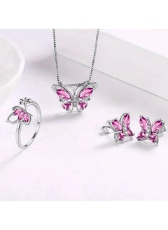 Home Clearance Sale A set of four fashionable butterfly necklace, earrings and rings that are very suitable for daily wear by women. A fashionable jewelry set for gifting  - Image 3