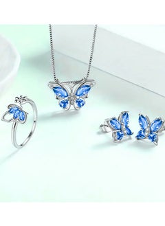 A set of four fashionable butterfly necklace, earrings and rings that are very suitable for daily wear by women. A fashionable jewelry set for gifting
