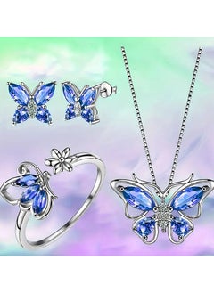 Home Clearance Sale A set of four fashionable butterfly necklace, earrings and rings that are very suitable for daily wear by women. A fashionable jewelry set for gifting  - Image 2