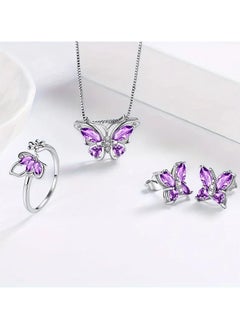 Home Clearance Sale A set of four fashionable butterfly necklace, earrings and rings that are very suitable for daily wear by women. A fashionable jewelry set for gifting  - Image 5