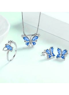Home Clearance Sale A set of four fashionable butterfly necklace, earrings and rings that are very suitable for daily wear by women. A fashionable jewelry set for gifting  - Image 4