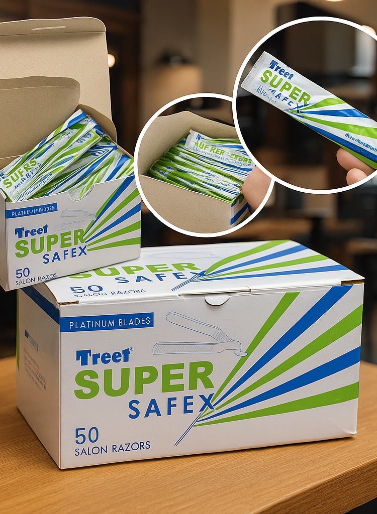 تريت حلاقة صالون قابلة للتصرف من تريت سوبر سافكس - عبوة من 50 شفرة مع شفرات بلاتينية - Image 3