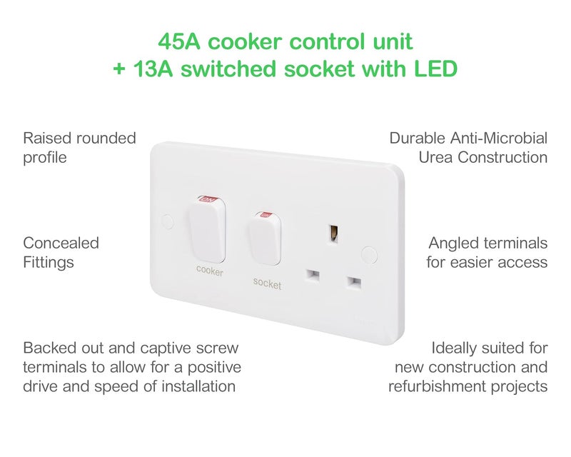Schneider Electric Lisse 45A 2-Gang Cooker Control Unit - Image 5