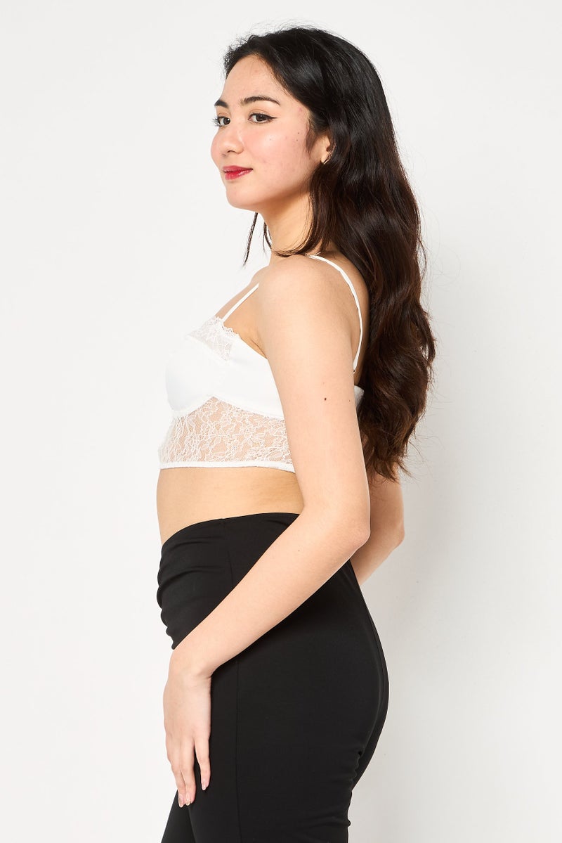 Bershka بلوزة نسائية بدون أكمام بتصميم قلب، بيضاء - Image 4
