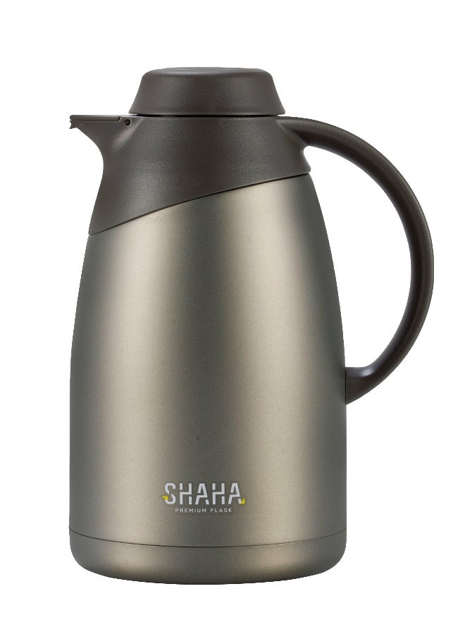 SHAHA زجاجة فراغ من الفولاذ المقاوم للصدأ مع فلتر 1.4 لتر رمادي معدني - Image 1