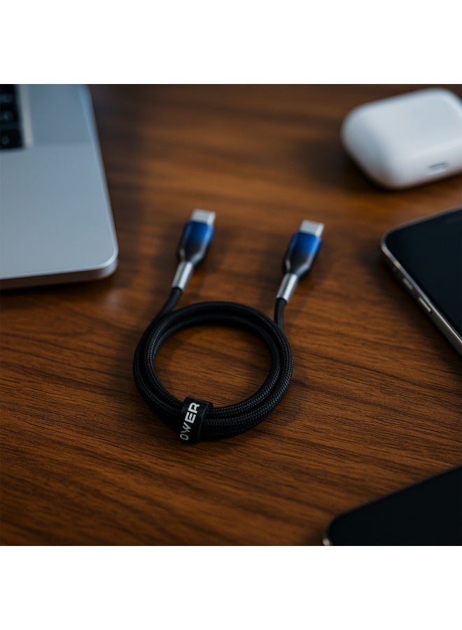 جي باور كابل G-Power GP-C55 (كابل USB-C إلى USB-C) 65 واط، يدعم أجهزة Apple iPhone 17/16/15 Series، وiPad Pro، وUSB-C MacBook، وSamsung Galaxy، وPixel، والأجهزة اللوحية، بطول 1 متر - أسود - Image 3