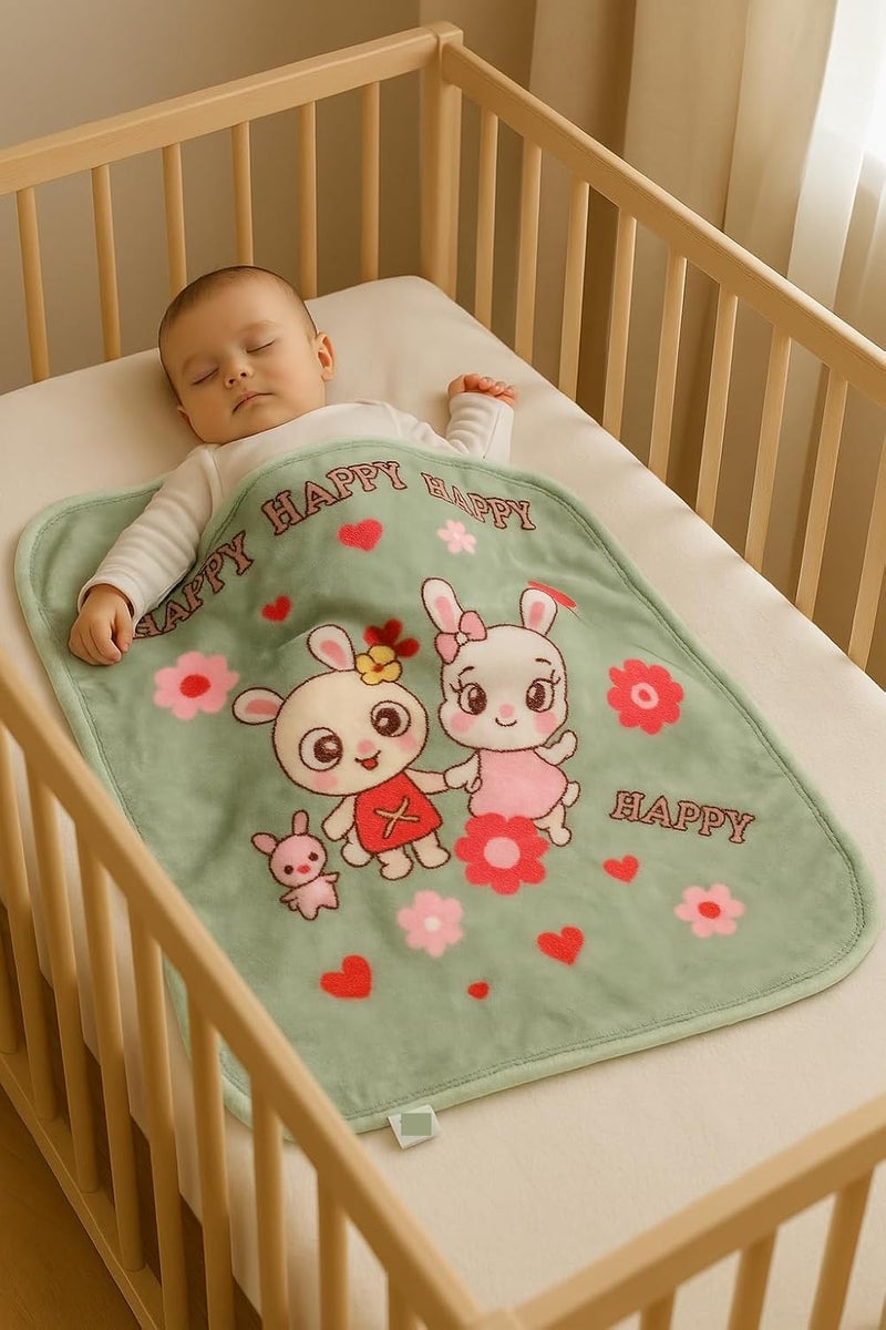 PWI Newborn Cloudy Baby's All Season Ultra Soft Double Layer Blanket/Wrapper for Baby(90x110cm) (Green) 0-3 Years - Image 2