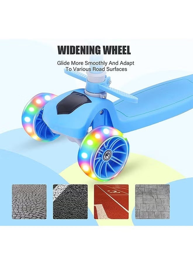عربست سكوتر للأطفال، سكوتر للأطفال 4 في 1 بعجلات مضيئة، تصميم قابل للطي والتحويل، ارتفاع قابل للتعديل، دواسة عريضة، للأولاد والبنات من عمر 3 إلى 13 عامًا (أزرق) - Image 5