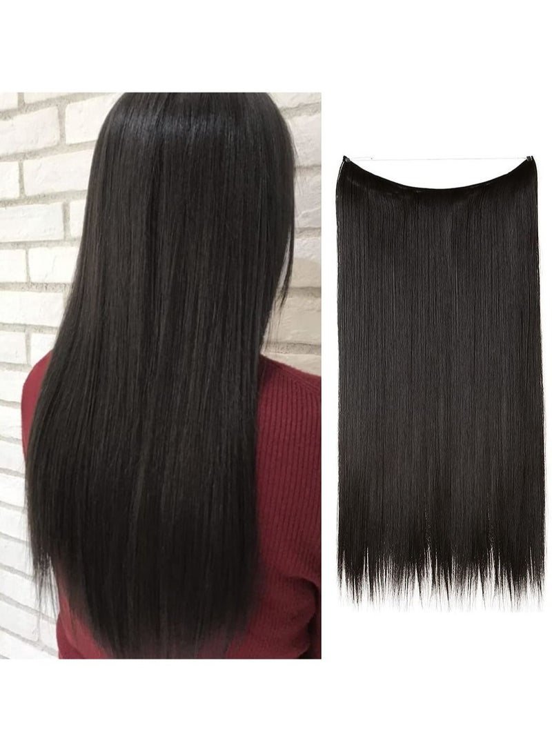 Estelle Hair Extensions Straight Short Synthetic Hairpieces 3.2 Oz Hidden Wire Headband for Women Heat Resistant Fiber No Clip Off Black  - Image 1