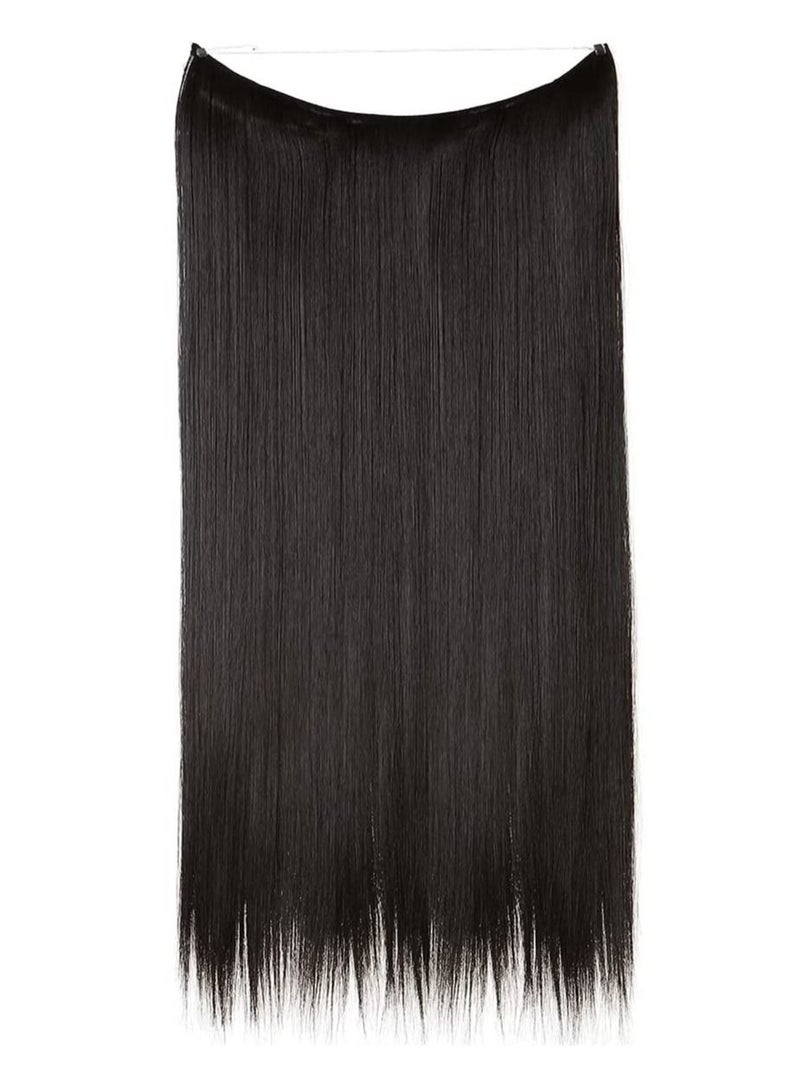 Estelle Hair Extensions Straight Short Synthetic Hairpieces 3.2 Oz Hidden Wire Headband for Women Heat Resistant Fiber No Clip Off Black  - Image 2