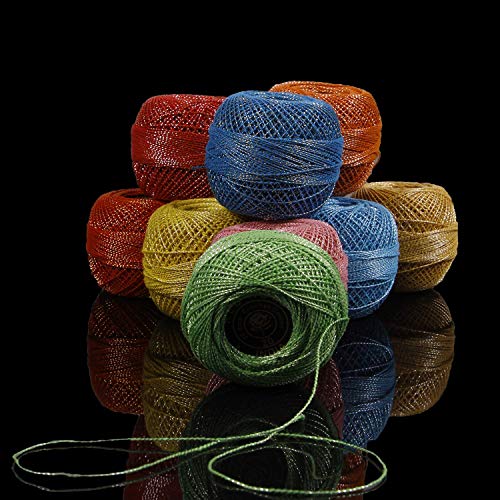 RSP Quality bit® Embroidery Material Metallic Crochet Mercer Cotton Thread Yarn for Knitting and Craft Making 10 Ball (Multicolor) - Image 1